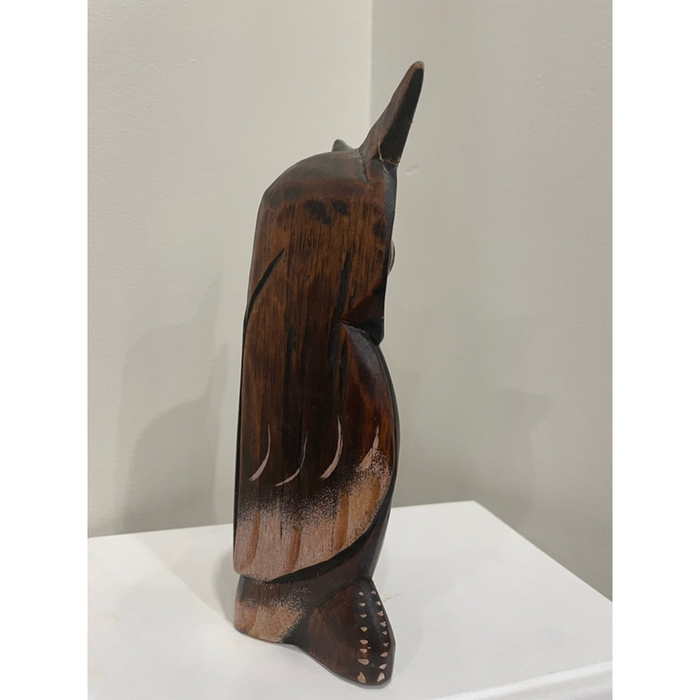 Vintage MCM Hand Carved Hand Painted Wooden Owl Sculpture With Baby Decorative - Picture 4 of 11
